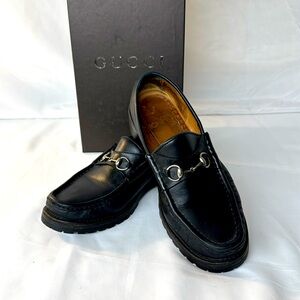 GUCCI Horse Bit Loafers Black Lug Sole Women’s SZ 8.5